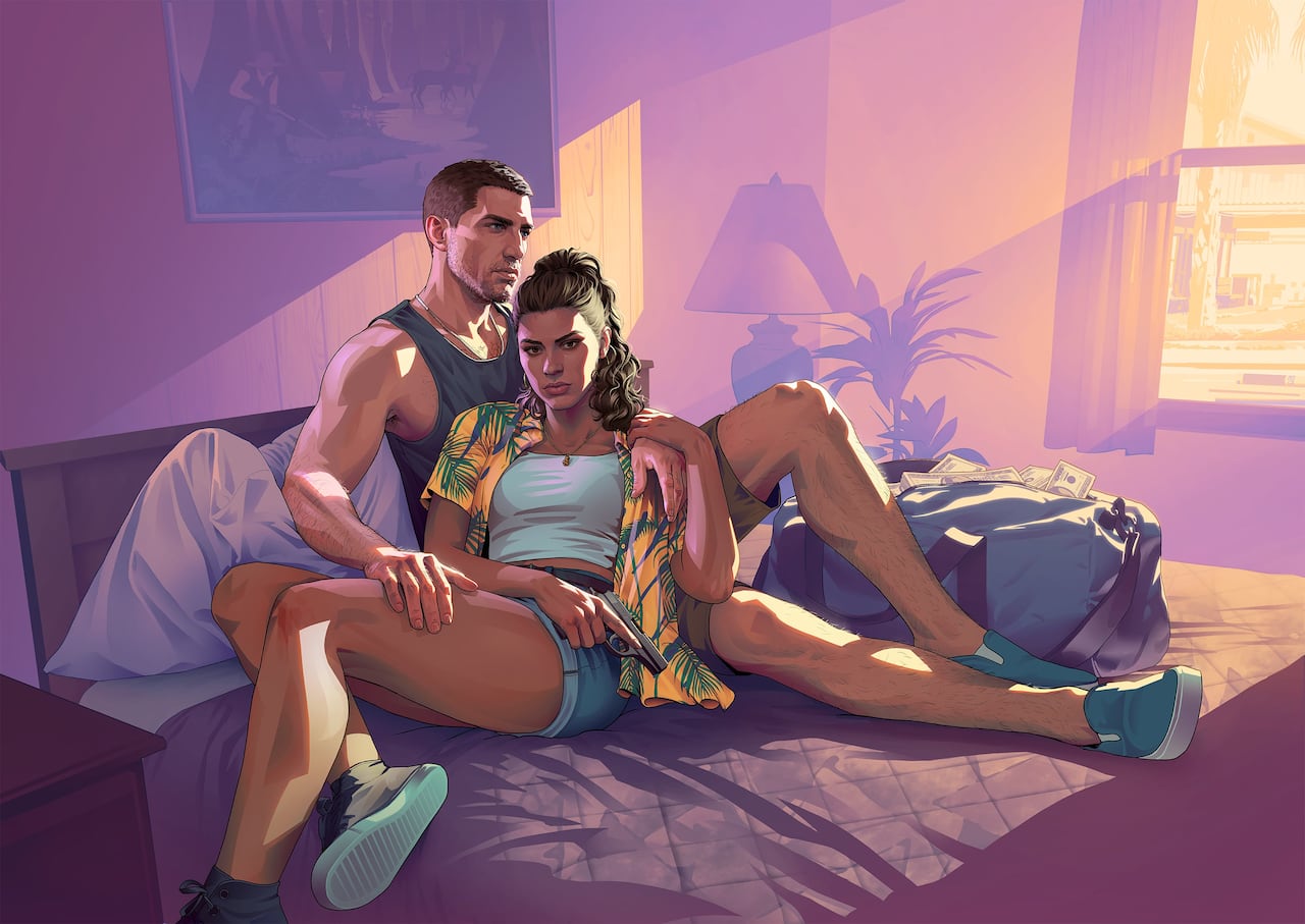 Jason and Lucia sit together in official GTA VI artwork